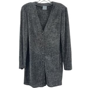 Rabbit Rabbit Rabbit Silver Metallic Button-Up Long Cardigan Women’s M Acetate